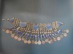 Antieke tribale ketting, lapis lazuli choker etnisch, munten, Verzenden, Zilver, Ketting, Met edelsteen