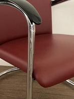 Gispen 414 fauteuil , hoogglans chroom, bordeauxrood leder, Minder dan 50 cm, Minder dan 75 cm, Design, Ophalen of Verzenden