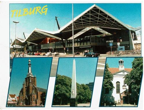 Ansichtkaart Tilburg met station, Verzamelen, Ansichtkaarten | Nederland, Ongelopen, Noord-Brabant, 1980 tot heden, Ophalen of Verzenden