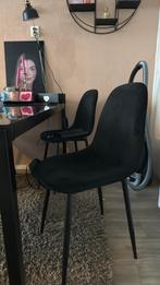 4 Zwarte Velvet Eetkamerstoelen - Goede Staat, Huis en Inrichting, Stoelen, Ophalen, Gebruikt, Zwart, Vier