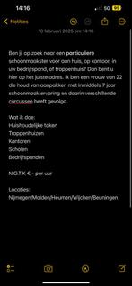 Schoonmaakster aangeboden €20, Ophalen of Verzenden