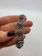 A531 Prachtige zilveren armband bloedkoraal, Ophalen of Verzenden, Zilver, Armband, Met edelsteen