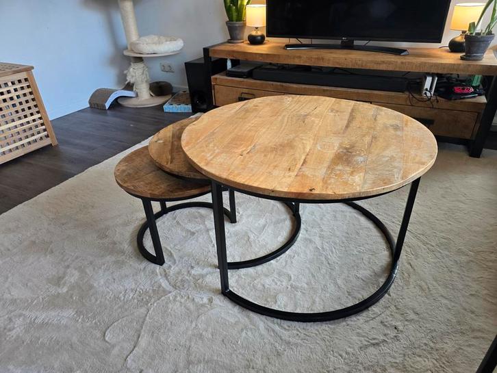 Salontafel Set van 3 - Mango Hout, Huis en Inrichting, Tafels | Salontafels, Ophalen