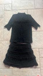 Gaaf Nikkie zwart kanten set rok en blouse mt 38 nieuwstaat, Maat 38/40 (M), Zwart, Ophalen of Verzenden, Zo goed als nieuw
