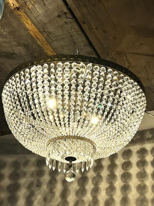 Antiek Kristal XXL Plafond Kroonluchter 80 cm Doorsnede !!, Huis en Inrichting, Lampen | Kroonluchters, Zo goed als nieuw, Glas