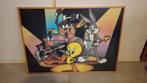 looney tunes foto/poster in lijst met glas 71.5x51.5cm, Looney Tunes, Ophalen of Verzenden, Plaatje, Poster of Sticker, Zo goed als nieuw