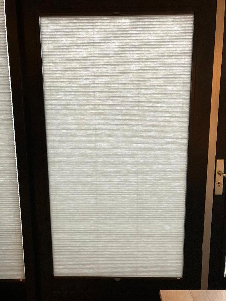 plissé gordijnen duette sunvision lichtgrijs, Huis en Inrichting, Stoffering | Gordijnen en Lamellen, Zo goed als nieuw, 150 tot 200 cm