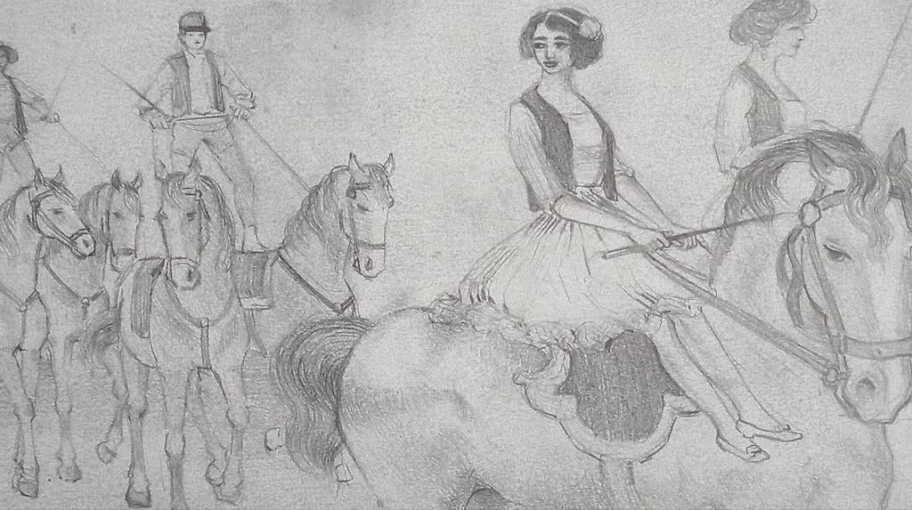 Prent 20e eeuw Circus paarden dressuur, Verzamelen, Ophalen of Verzenden, 1980 tot heden