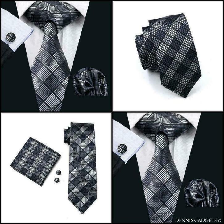 Dennis Gadgets: 100 % zijden stropdas ( 3 delig !! )DG1017, Kleding | Heren, Stropdassen, Nieuw, Met patroon, Grijs, Ophalen of Verzenden