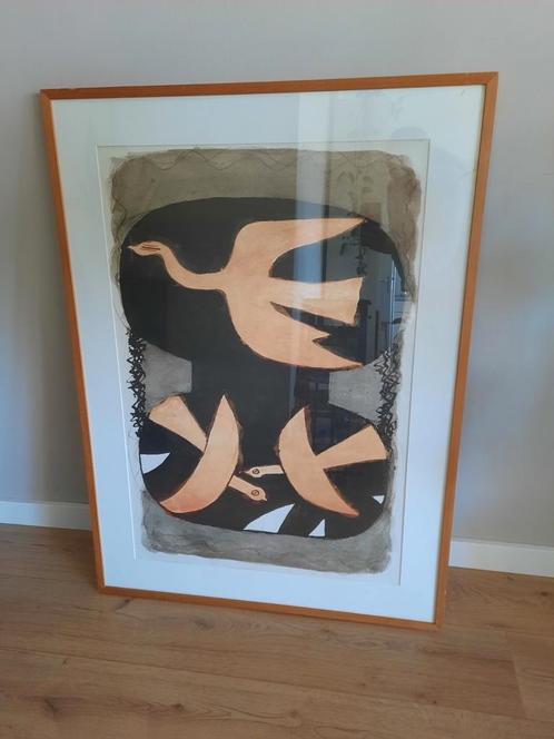 Vintage Litho print Georges Braque Three Birds France 1968, Antiek en Kunst, Kunst | Litho's en Zeefdrukken, Ophalen