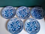 5 borden MOSA Maastricht Lange lijs, blauw wit 20,5 cm, Antiek en Kunst, Antiek | Servies los, Ophalen of Verzenden