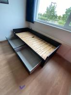 BRIMNES Bedbank met 2 lades, zwart, 80x200 cm, Ophalen, Eenpersoons, Zwart, Zo goed als nieuw