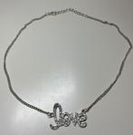 Nieuw ketting met love letters strass, Ophalen of Verzenden, Zo goed als nieuw, Zilver, Overige materialen