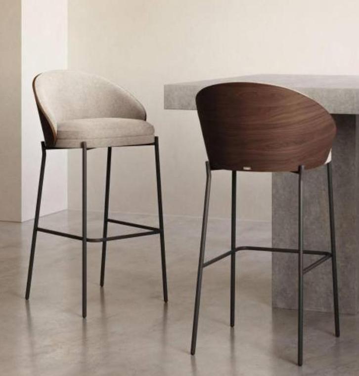 3x Stijlvolle Barkrukken Hout/Metaal, Huis en Inrichting, Barkrukken, Gebruikt, 60 tot 90 cm, Hout, 3 krukken, Met voetsteun, Ophalen