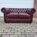 Chesterfield bank model Cavendish in oxblood red, rood leer., Ophalen, Gebruikt, 150 tot 200 cm, Rechte bank