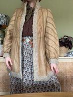 Vintage lammy coat S M bohemian gevoerde winterjas, -, Beige, -, Ophalen of Verzenden