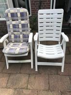 stoelen 5x hard plasic met kussens, Ophalen, Kunststof, Gebruikt, Wit