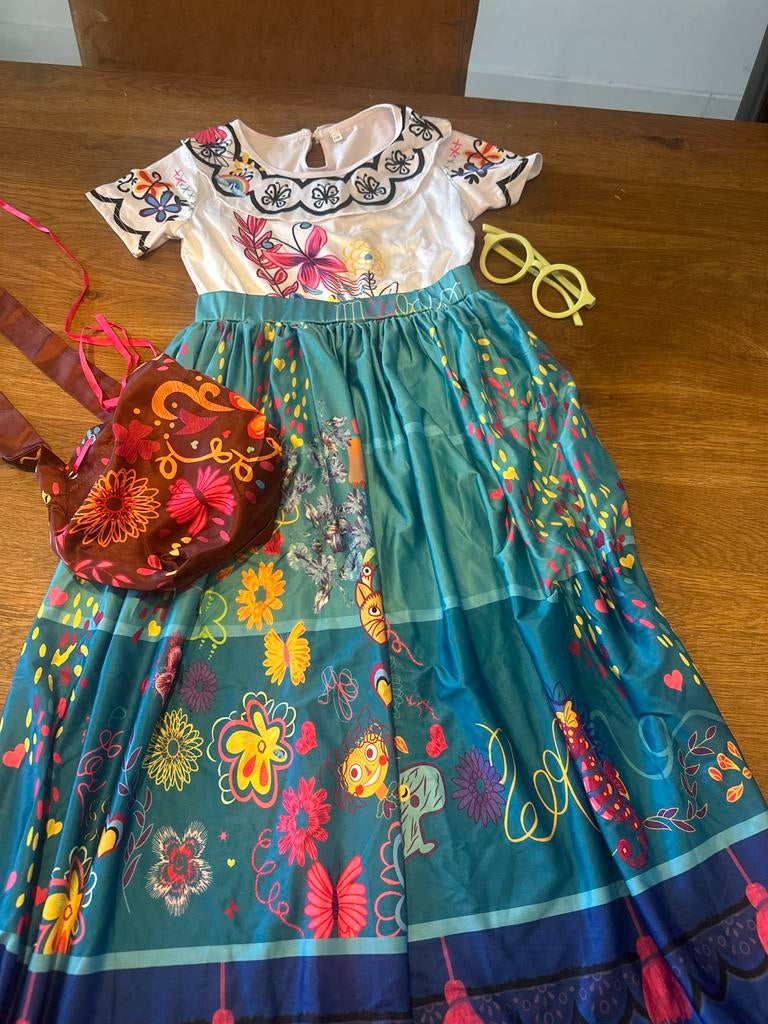 Mirabel jurk maat 140 incl. tasje en bril, Kinderen en Baby's, Carnavalskleding en Verkleedspullen, Ophalen of Verzenden, Zo goed als nieuw