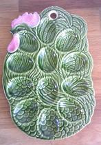 Vintage eierenschaal in vorm van kip groen keramiek Jaren 70, Ophalen of Verzenden