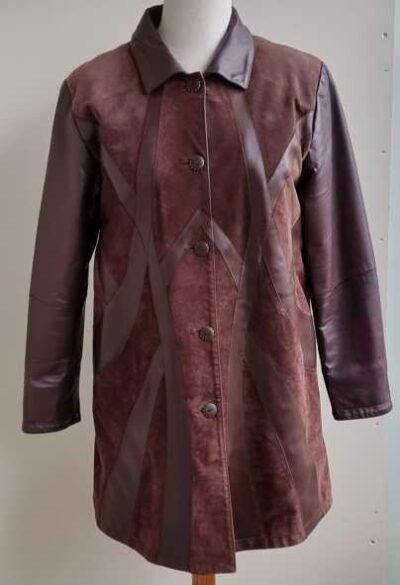 Gina Tortelli bruine leren jas mt. 42, Kleding | Dames, Bruin, Maat 42/44 (L), Ophalen of Verzenden, Zo goed als nieuw