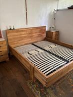 Eiken houten bed ombouw Puur serie 180x200 onderstel 90x200, Ophalen, Effen robuust, Gebruikt, Bruin