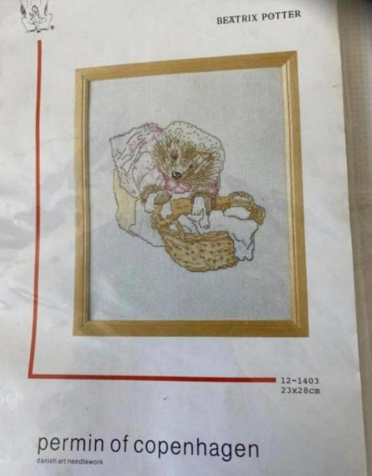 BORDUURPAKKET PERMIN BEATRIX POTTER EGELVROUWTJE PLUS!!!, Hobby en Vrije tijd, Borduren en Borduurmachines, Nieuw, Borduurpakket