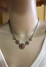 Vintage ketting met bruine steentjes (K2S2), Verzenden, Bruin, Goud