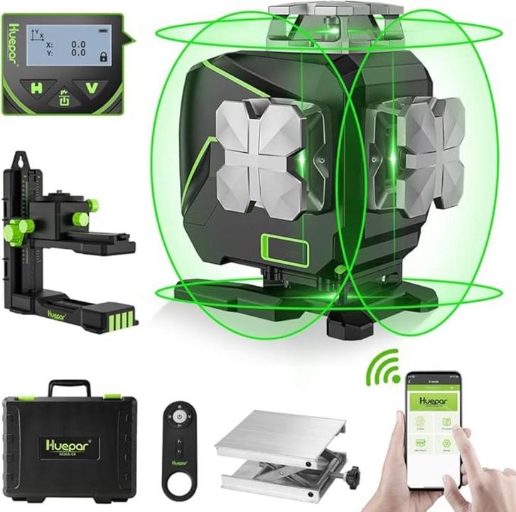 Huepar S04CG 16 Lijnen 4D Kruislijnlaser Groen alles inlijn, Doe-het-zelf en Verbouw, Overige Doe-het-zelf en Verbouw, Nieuw, Ophalen of Verzenden