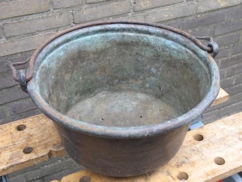 Koperen pot - rond 32 cm - voor in de tuin voor plantjes, Antiek en Kunst, Antiek | Koper en Brons, Koper, Ophalen of Verzenden