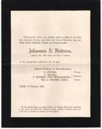 Rouwbrief Tzum Reitsma Attema Parrega Bolsward 1938., Ophalen of Verzenden, Rouwkaart