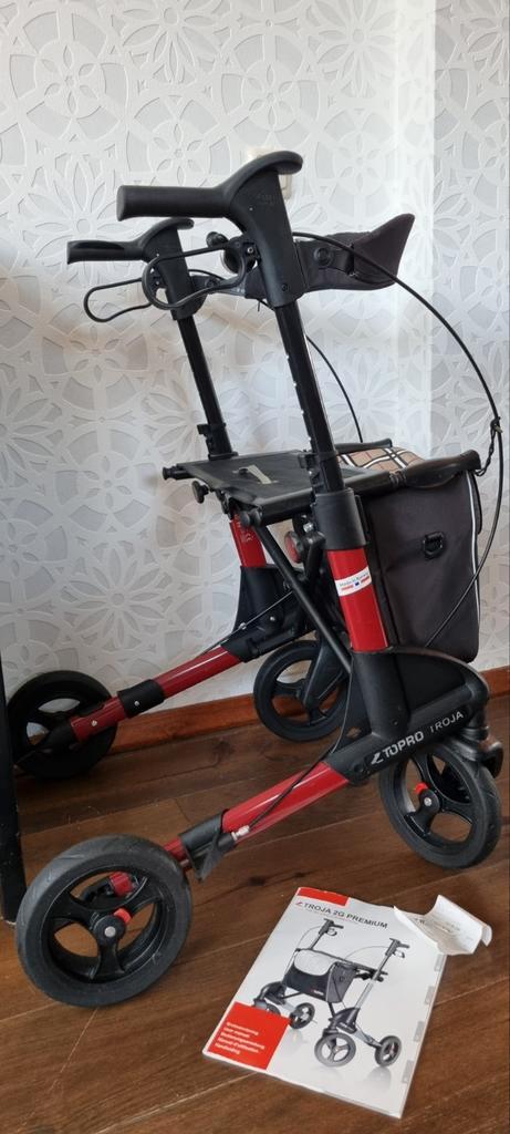 NIEUWSTAAT ! Topro troja 2G S rollator rugsteun mandje rood, Diversen, Rollators, Zo goed als nieuw, Lichtgewicht, Opvouwbaar