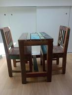 Teak Kindertafel met 2 Stoelen - Stoer & Stevig!, Kinderen en Baby's, Kinderkamer | Tafels en Stoelen, Ophalen, Gebruikt, Tafel(s) en Stoel(en)