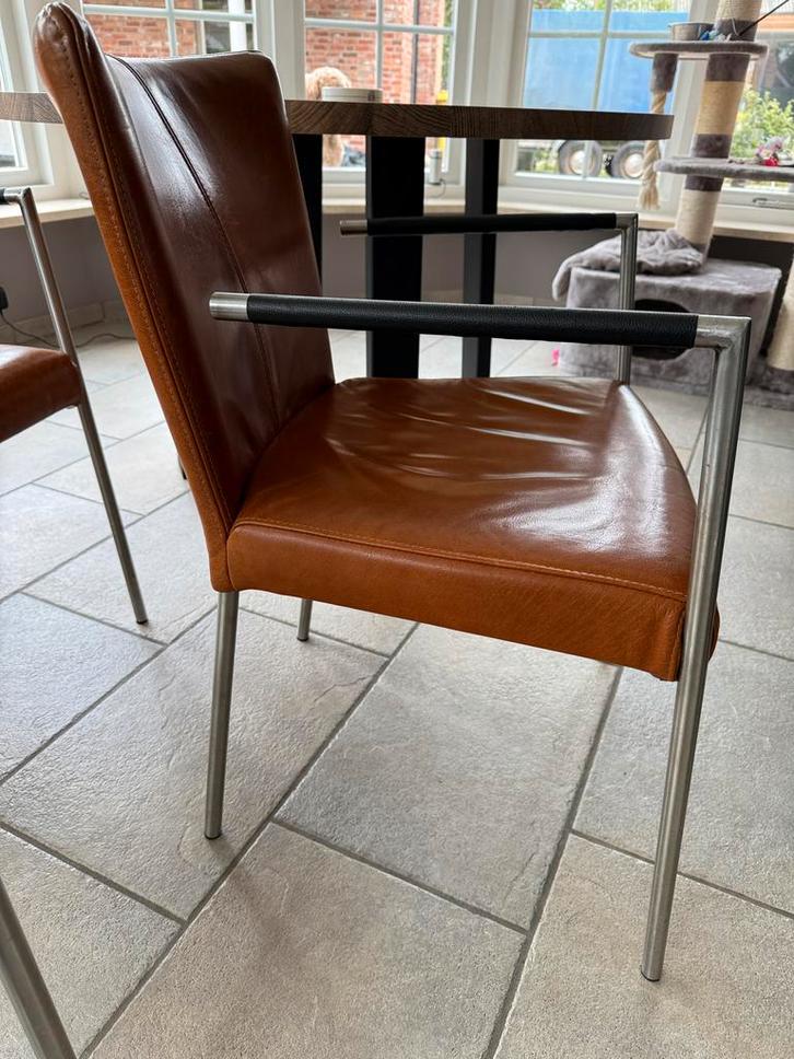 Nette set lederen eetkamerstoelen, Antiek en Kunst, Antiek | Meubels | Stoelen en Banken, Ophalen