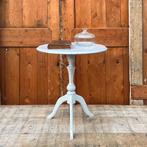 Wijntafel bijzettafel haltafel wit 47,5 cm hoog Ø 40 cm, 45 tot 60 cm, Minder dan 55 cm, Gebruikt, Brocante landelijk