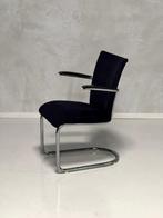 Gebr De Wit 1018 fauteuil vintage design donkerblauw ribstof, Minder dan 75 cm, Gebruikt, Vintage, Ophalen of Verzenden