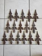 16x gietijzer, hekpunten, onbehandeld,  15x6,5 cm, Tuin en Terras, Tuinhekken en Hekwerk, Ophalen, Zo goed als nieuw, IJzer