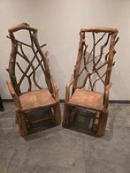 Unieke Houten Stoelen - Set van 2, Ophalen, Bruin, Hout, Twee