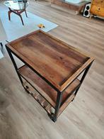 Houten trolley met metalen frame, Ophalen, Gebruikt, 50 tot 100 cm, 50 tot 100 cm