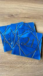 Servetten 21 blauw met goud (leuk voor 21 diner), Ophalen of Verzenden, Zo goed als nieuw, Versiering, Verjaardag
