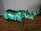 Malachiet gesneden Neushoorn Congo Afrikaans, Ophalen, Zo goed als nieuw, Beeldje of Figuurtje