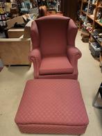 Oude Stijl Fauteuil met Voetenbank, Huis en Inrichting, Fauteuils, Ophalen, 75 tot 100 cm, Zo goed als nieuw, Stof