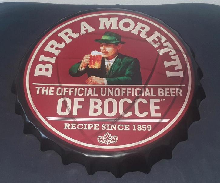 Grote Birra Moretti Bierflesdop - Bocce Recept, Verzamelen, Biermerken, Nieuw, Overige typen, Overige merken, Ophalen of Verzenden