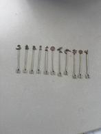 Set,12 zilveren cocktail-fruitvorkjes,925 sterling zilver,, Antiek en Kunst, Antiek | Goud en Zilver, Verzenden, Zilver
