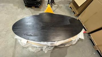 Tafelblad ovaal - Zwart - 220x100 cm - Mangohout beschikbaar voor biedingen