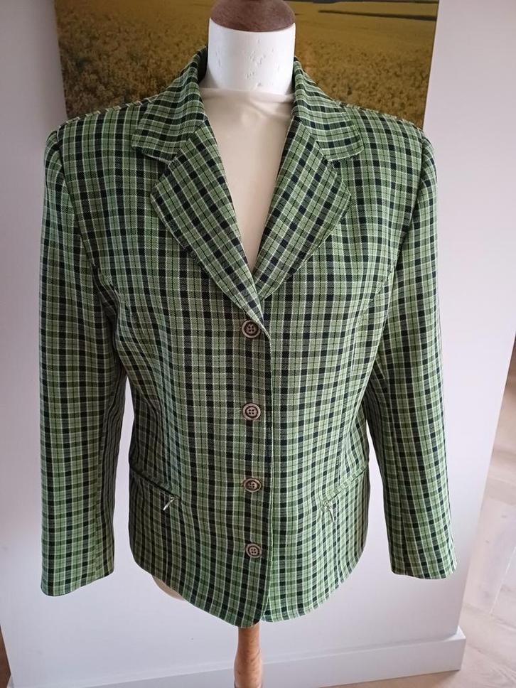Groen geruit Jasje - maat M van Vroom en Dreesman., Kleding | Dames, Jasjes, Kostuums en Pakken, Zo goed als nieuw, Jasje, Groen