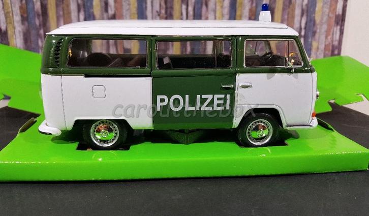 Vw T2 bus POLIZEI Wit/groen 1:24 Welly, Hobby en Vrije tijd, Modelauto's | 1:24, Nieuw, Bus of Vrachtwagen, Welly, Verzenden