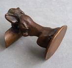 Om 1900-1950 Bronzen Bureau Beeld Pen Houder Hond Teckel, Ophalen of Verzenden