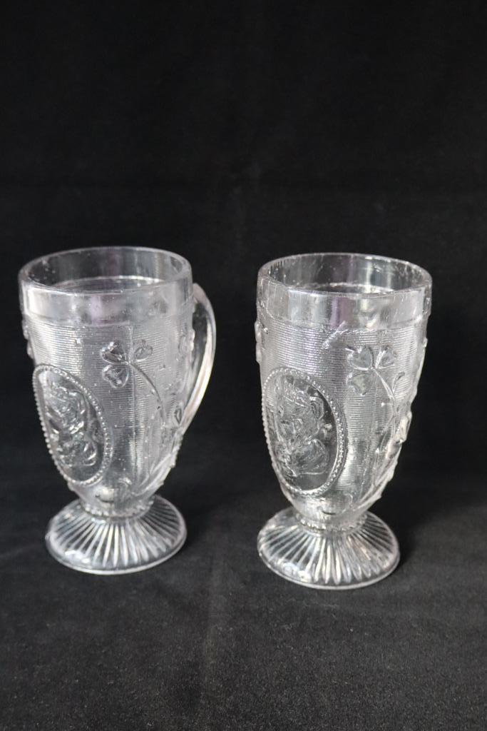 Antieke paar Leerdam Wilhelmina glazen c 1898, Antiek en Kunst, Antiek | Glas en Kristal, Ophalen of Verzenden