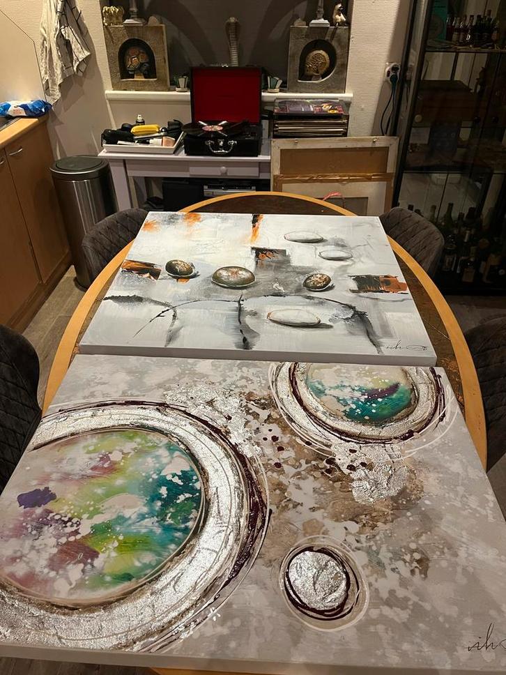 Twee abstracte schilderijen, Antiek en Kunst, Kunst | Schilderijen | Abstract, Ophalen