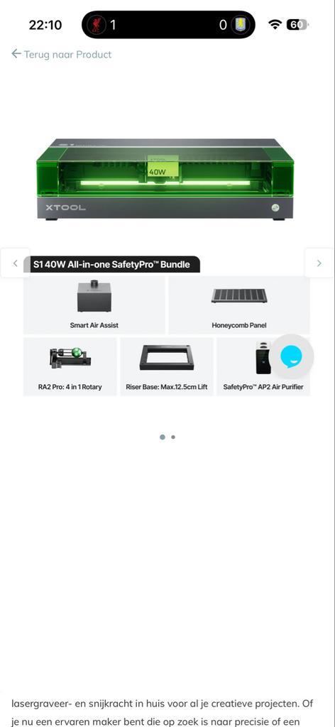 Xtool S1 40W Laser Graveermachine - Nieuw!, Hobby en Vrije tijd, Elektronica-componenten, Zo goed als nieuw, Ophalen